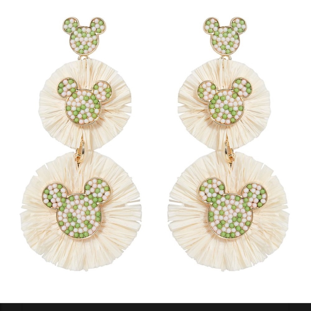 Disney Parks Collection X Baublebar Mickey Icon Raffia Earrings New rare*